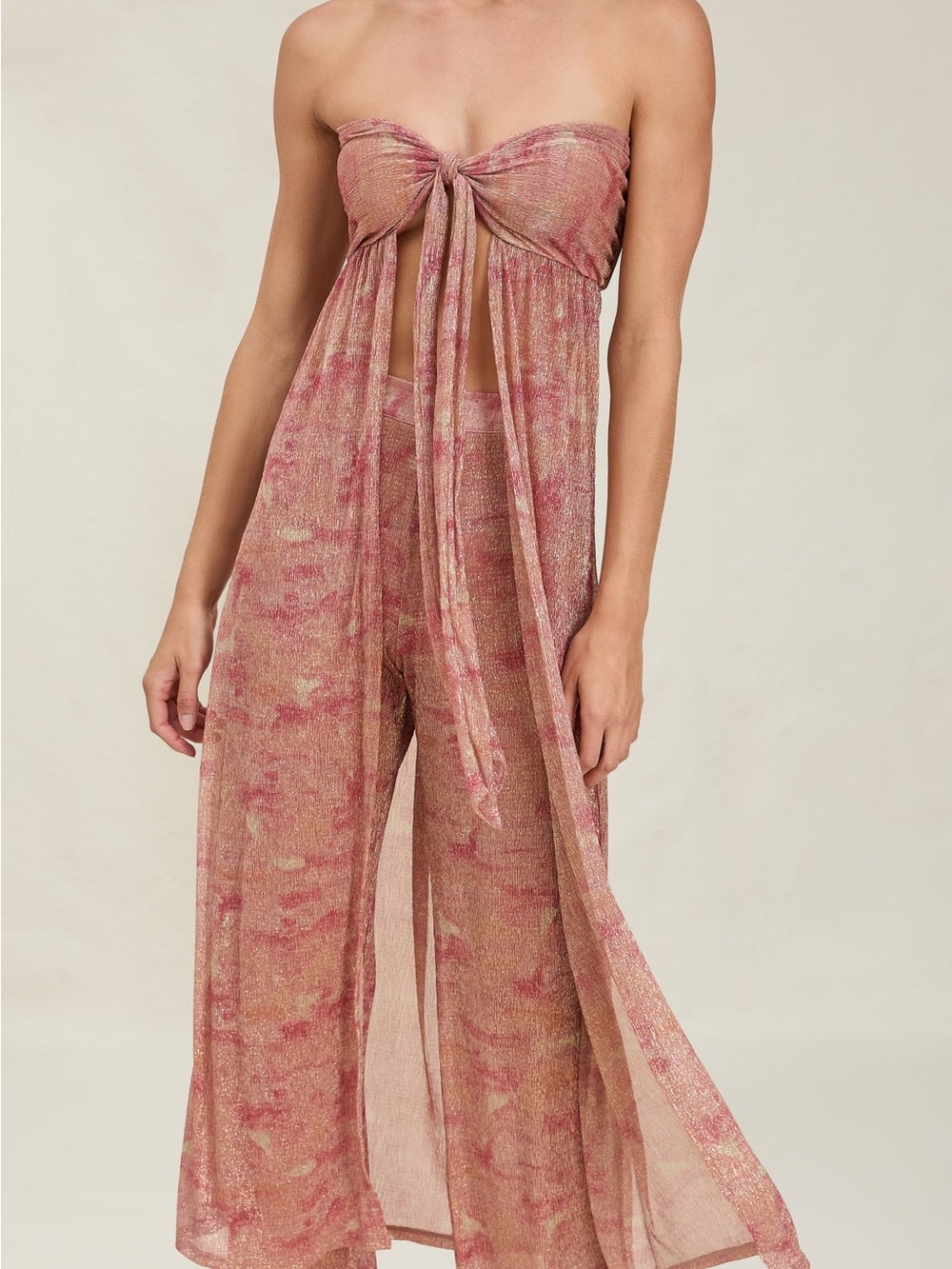 DEVON WINDSOR Pink Bronze Metallic Wide Leg Jumpsuit